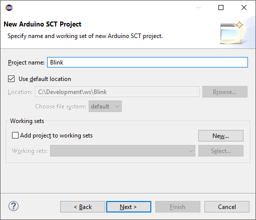 New Arduino SCT Project - Project Name