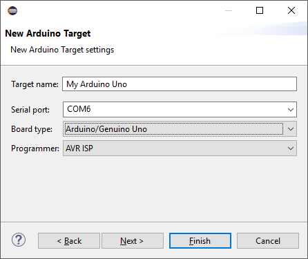 New Arduino Target Wizard