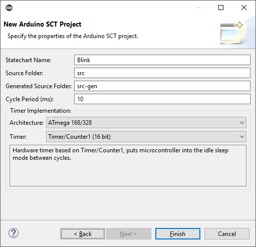 New Arduino SCT Project - Project Properties